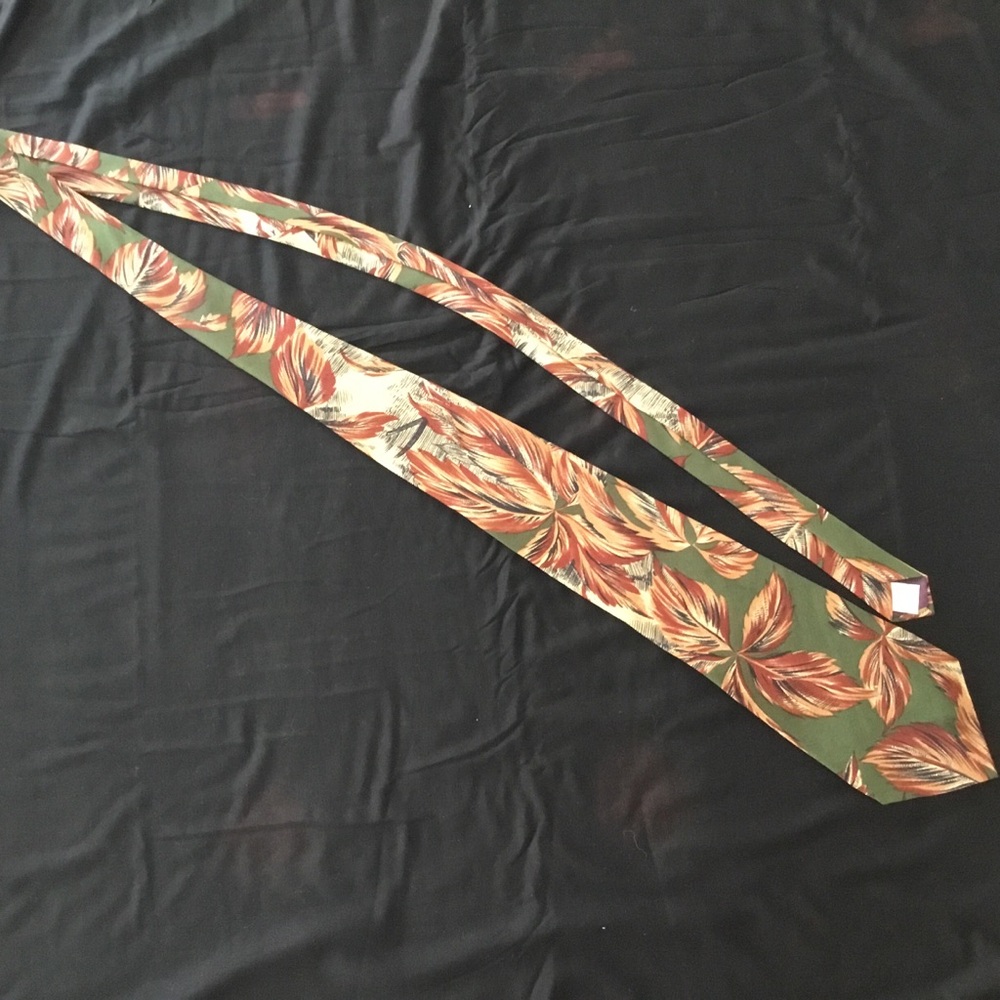 Pierre Cardin Vintage Silk Tie, Greens Tans Tropical